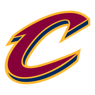 Cleveland Cavaliers emblem inside an illustrated basketball arena